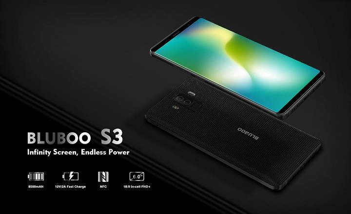 Bluboo S3 analizė, mobilusis su 8500 mAh baterija ir begaliniu ekranu